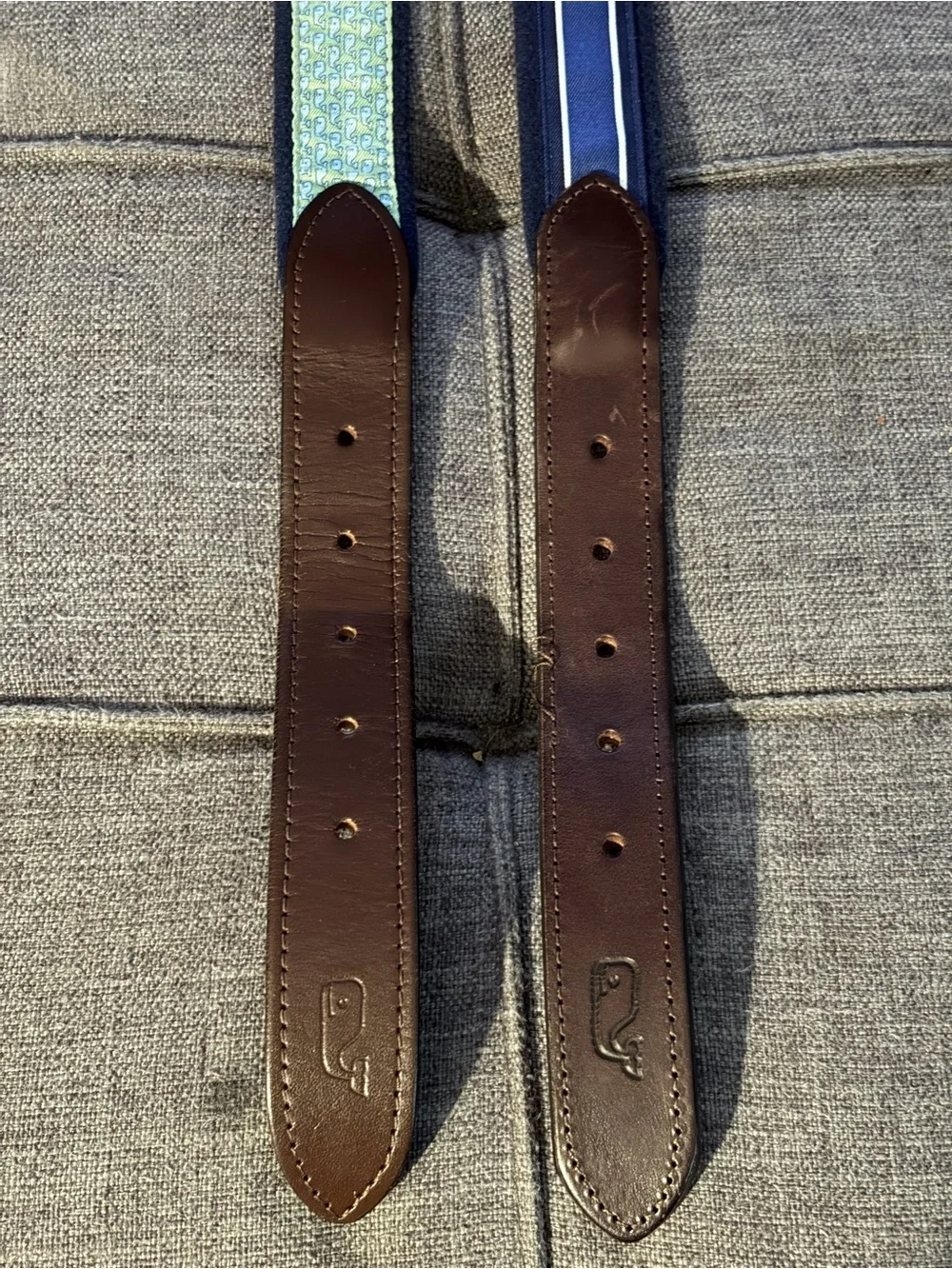 Vineyard Vines Men's Belt bundle two Brown Leather Trim 38 solid brass buckle